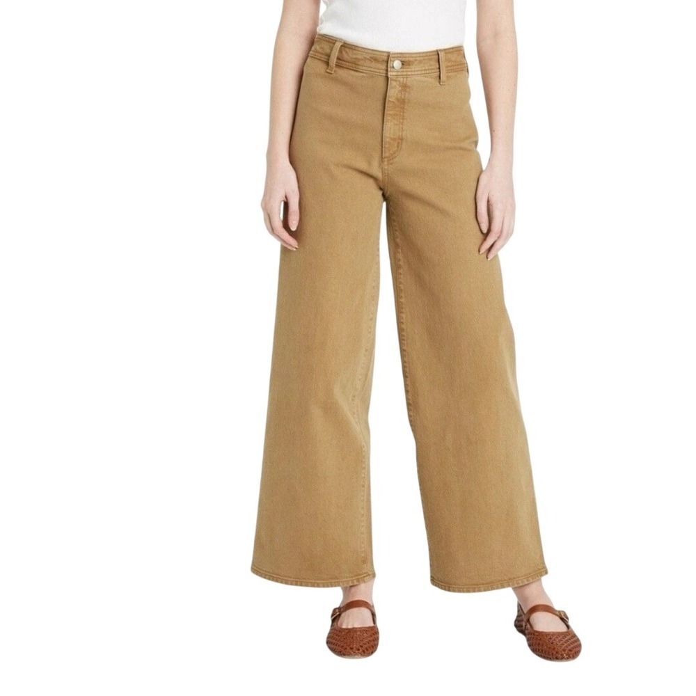 Universal Thread Women's Tan High Rise Sailor Wide Leg Fitted Hip Pants Size 12